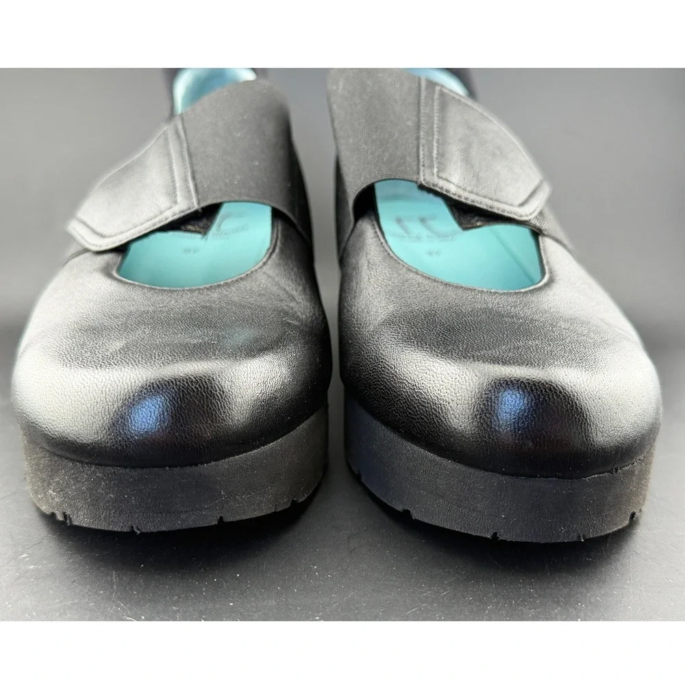Thierry Rabotin-Black Leather Platform Wedge Shoes, Made in Italy, Womens 6.5/37